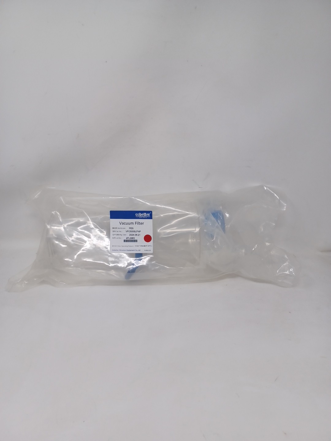 1 Single COBETTER Diposable Vacuum Filter Unit 500mL Hydrophilic Membrane