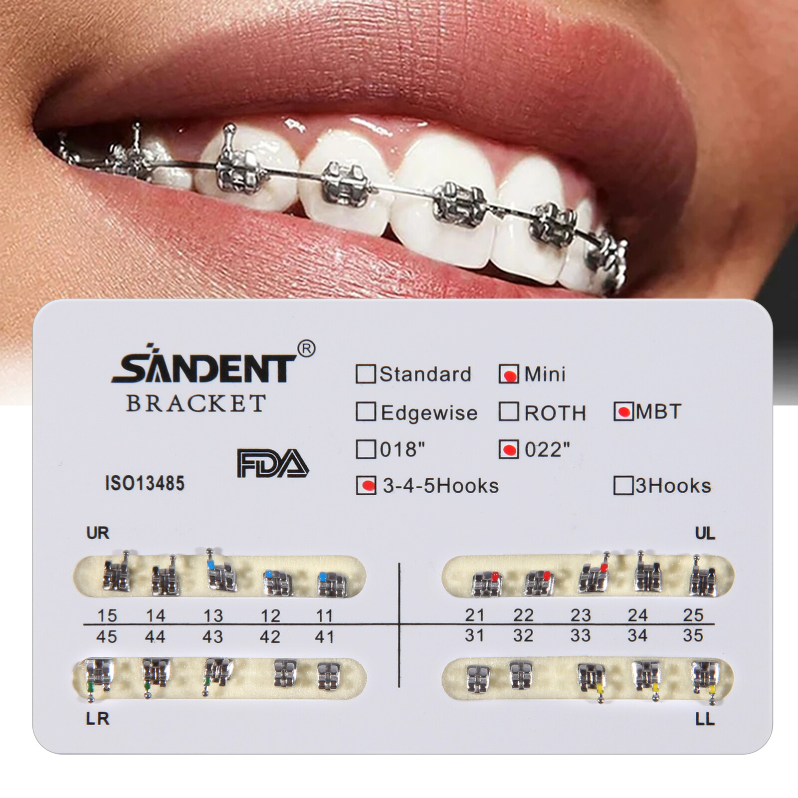 1-200 Packs Dental Orthodontic Brackets Braces 345 Hooks Mini MBT 022 Slot New