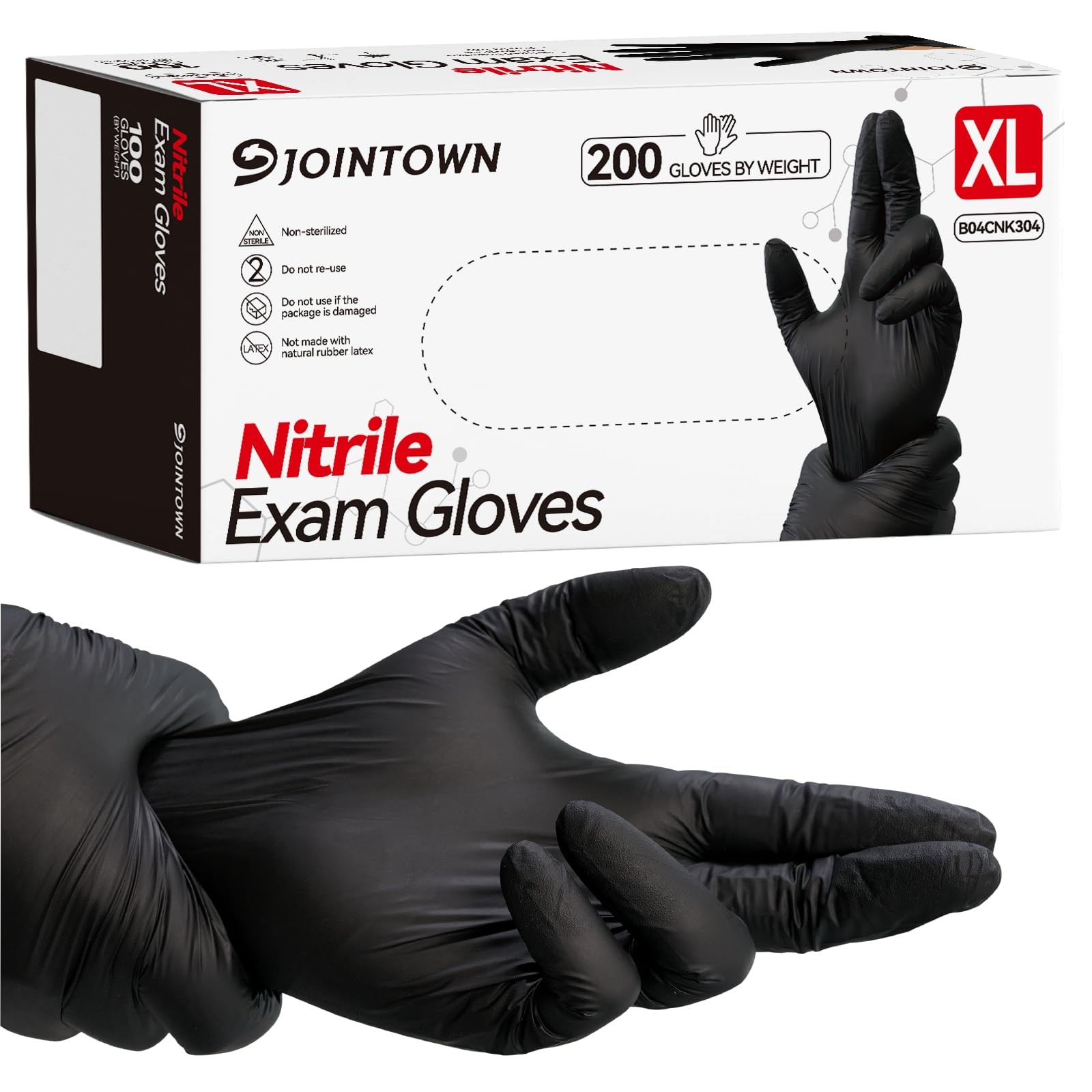 Jointown X-Large Black Nitrile Gloves 200ct