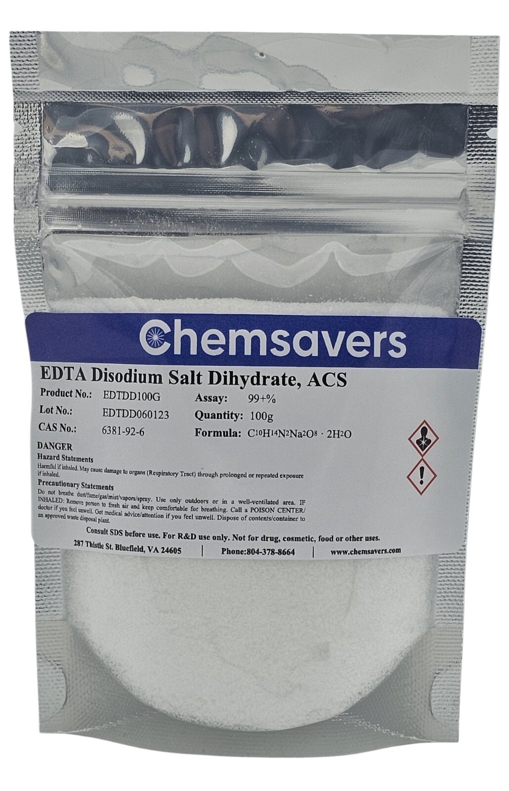 EDTA Disodium Salt Dihydrate, ACS, 99+%, 100g