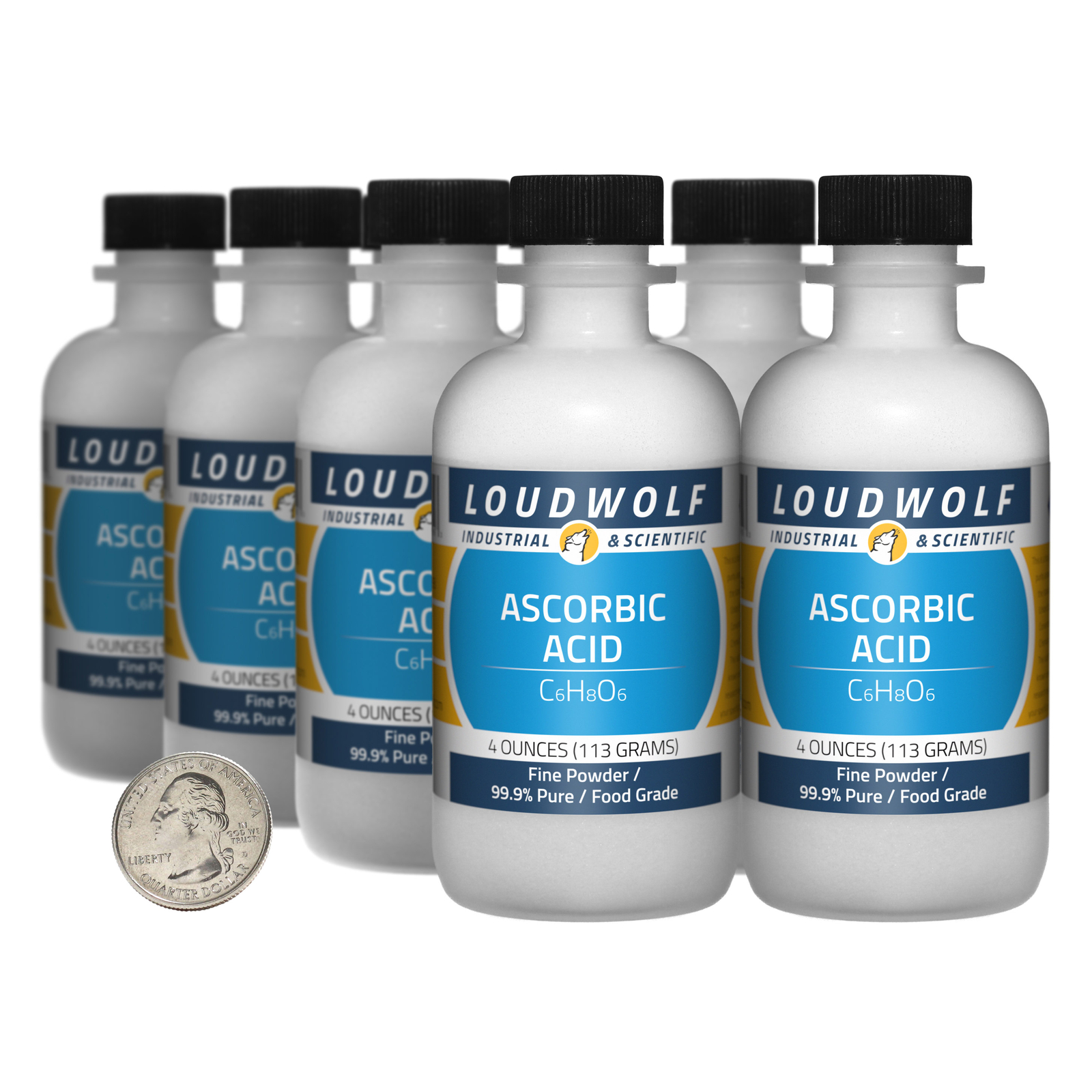 Ascorbic Acid / 2 Pounds / 8 Bottles / 99.9% Pure Food Grade / Fine Powder / USA