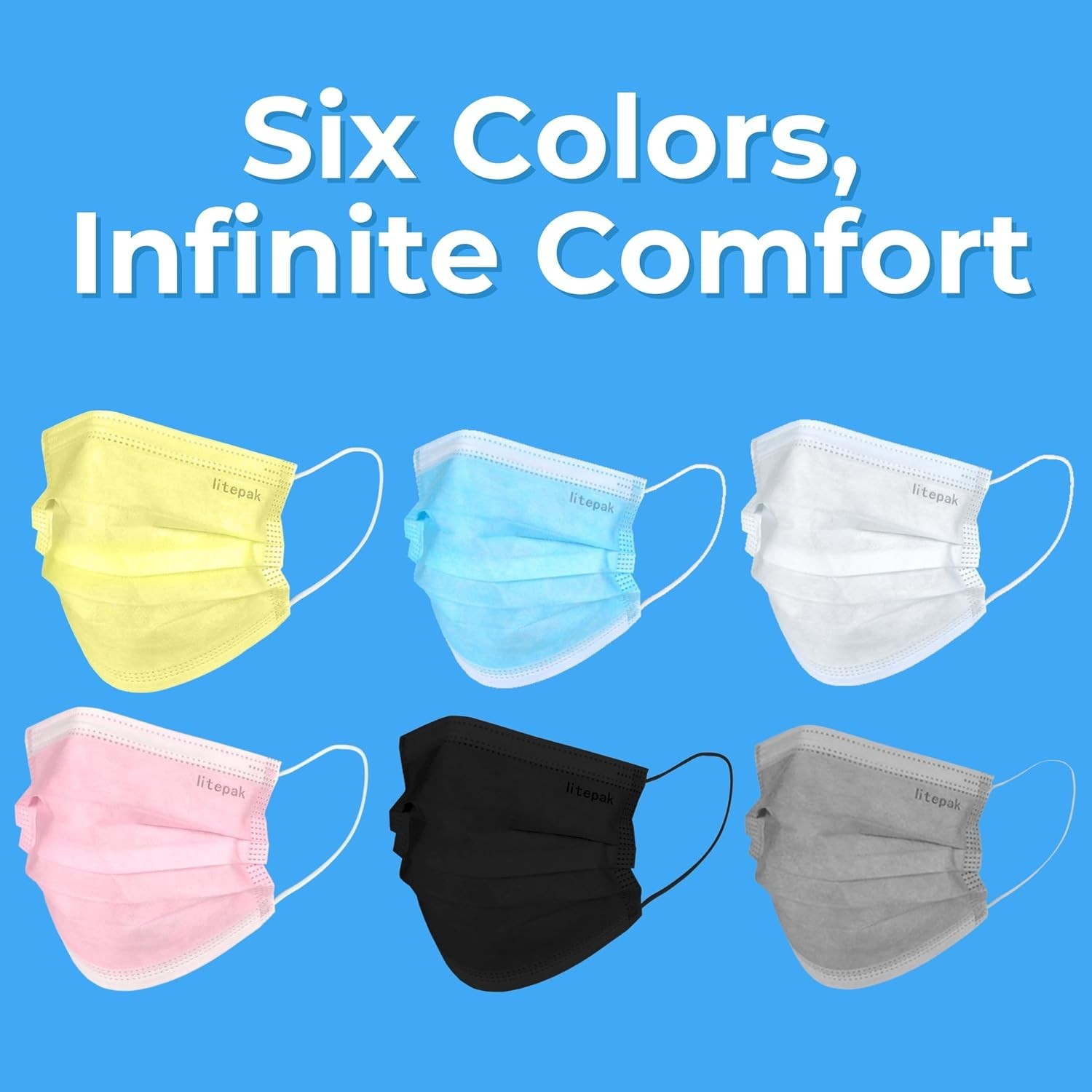 Adult 1000ct Blue Disposable Face Masks Lightweight Comfortable Stretchy Earloop