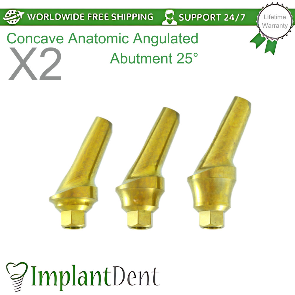 2x Concave Anatomic Angulated Dental Prosthetics 25° Int Hex 2.42 Connection