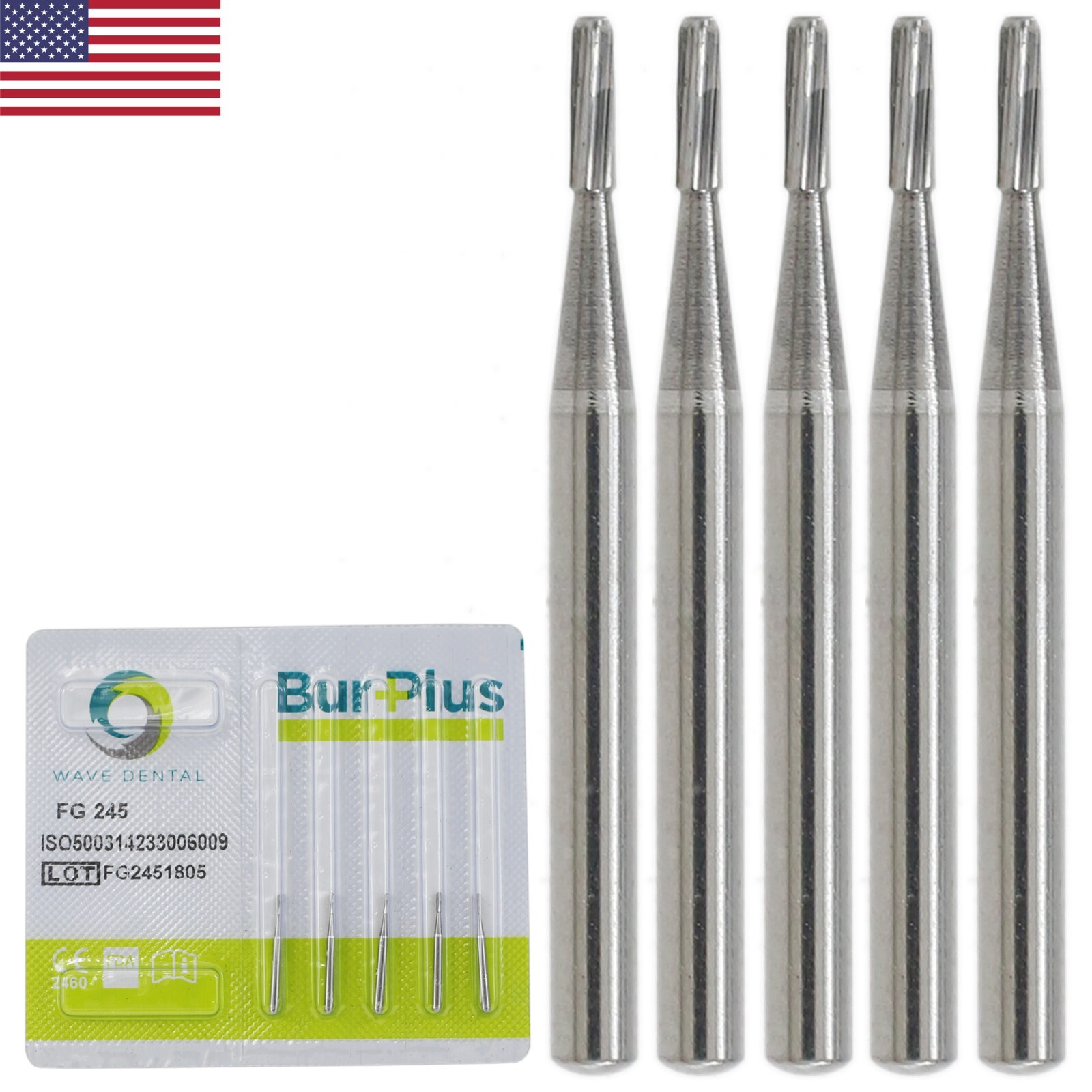 Wave Dental Carbide Burs FG 245 High Speed 1.6mm Friction Grip Midwest PRIMA