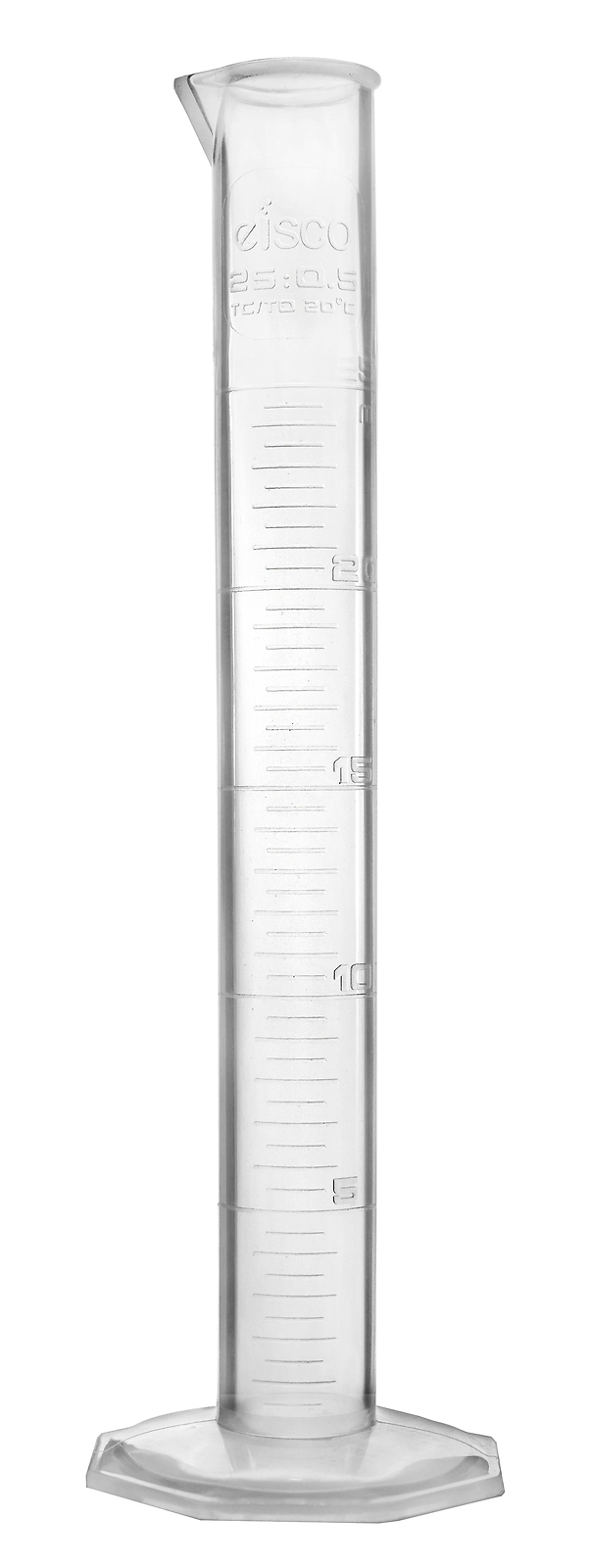Eisco Labs 25ml Graduated Cylinder, Class B – Polypropylene