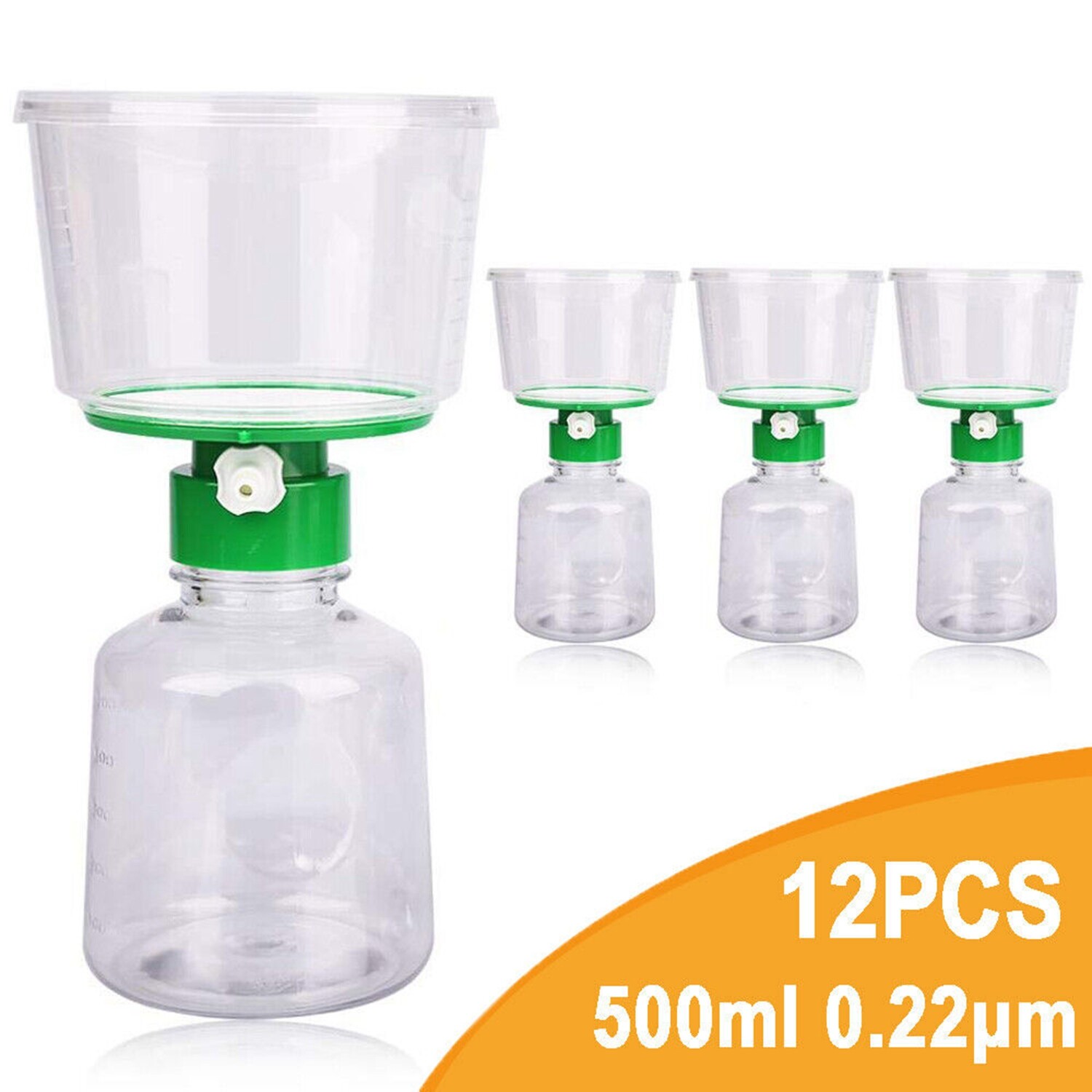 Lab 500mL Vacuum Filter Bottle 0.22µm PES Membrane Sterile Hydrophilic