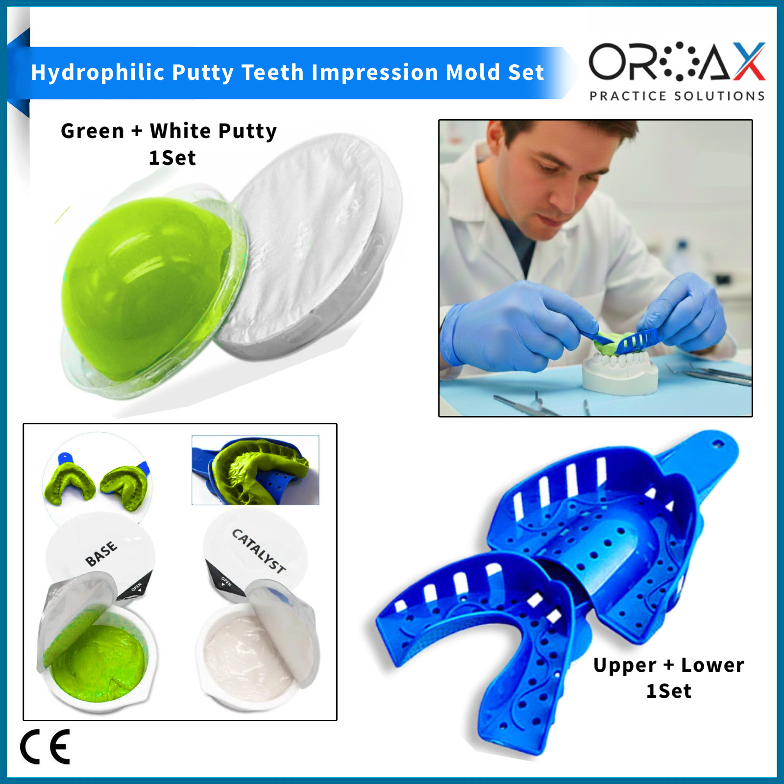Dental Impression Kit – Hydrophilic Firmer Putty & Trays – Teeth Retainer Mold