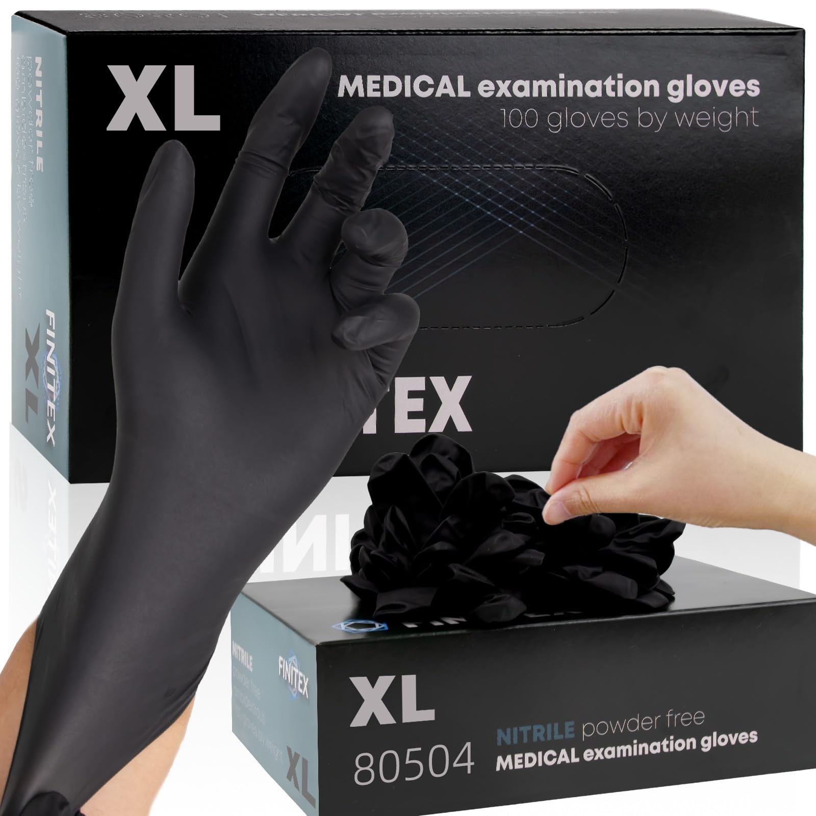 – Black Nitrile Disposable Gloves, 5mil, Powder/Latex-Free, Medical Exam 100 …