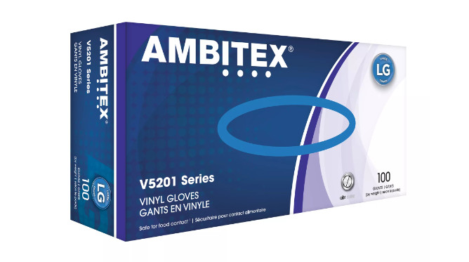 Ambitex Vinyl Powder Free General Purpose Gloves, 100 gloves per box (2 BOXES)