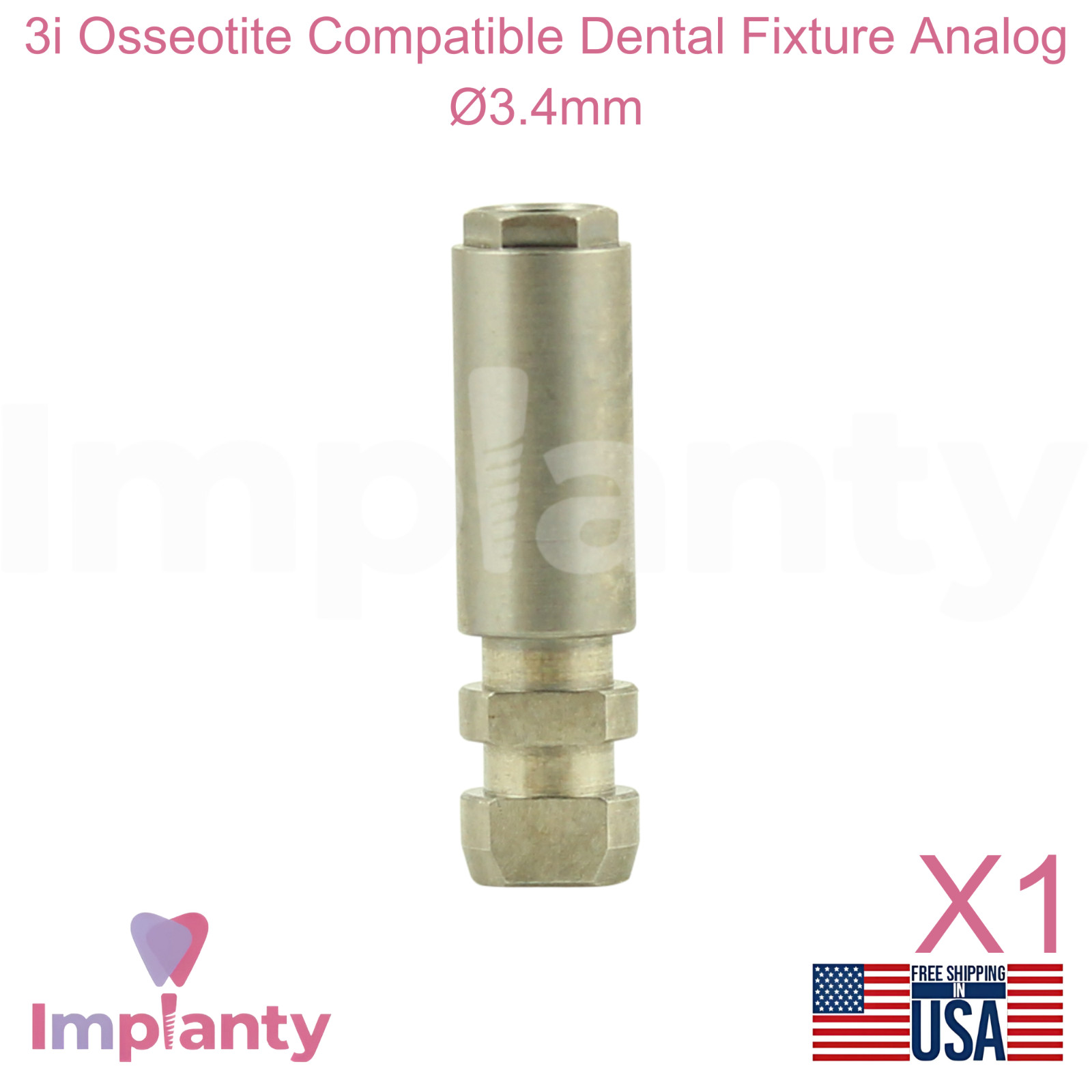 3i Osseotite Compatible Dental Fixture Analog Ø3.4mm Replica Purple Platform