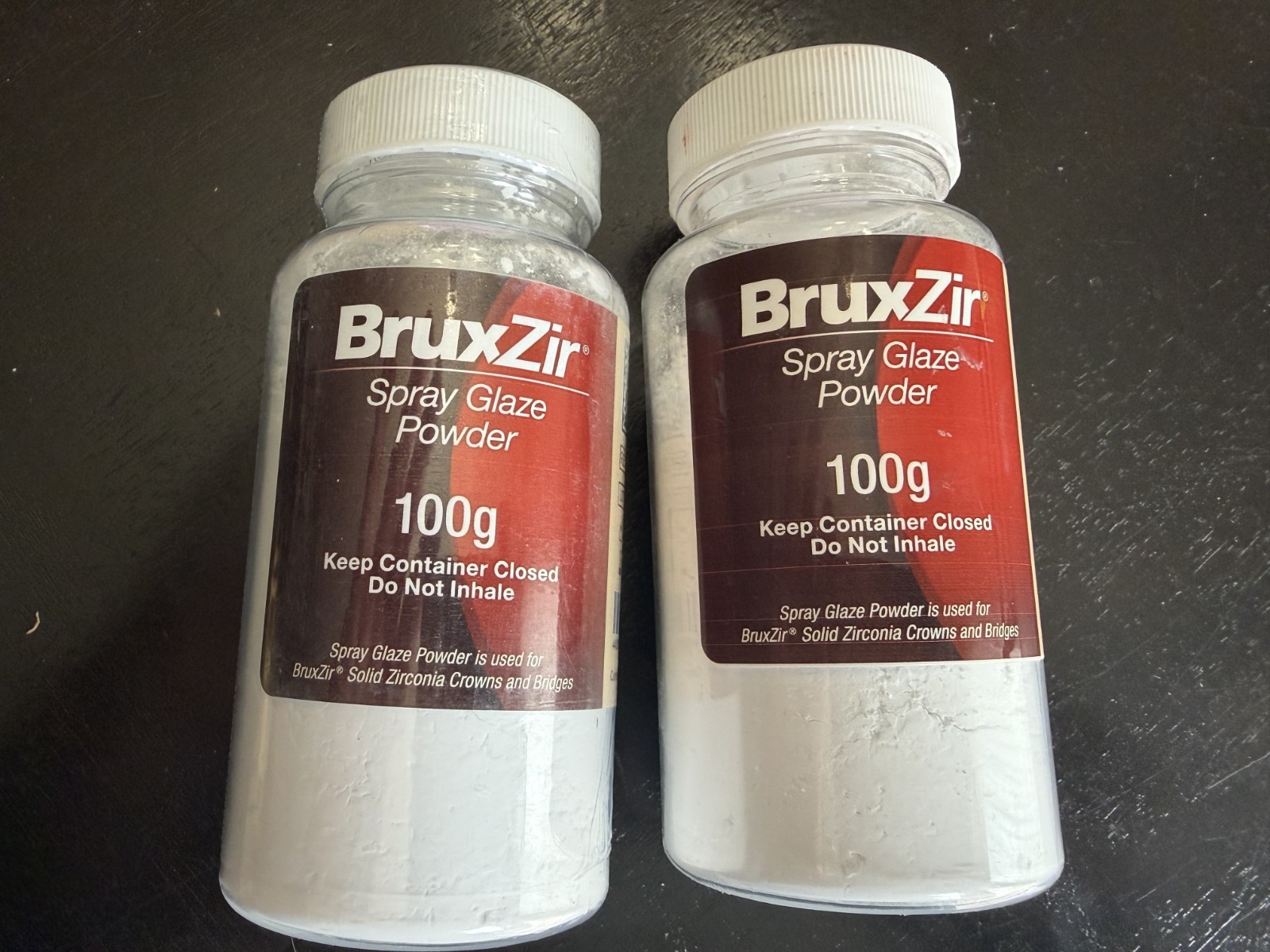 BruxZir Spray Glaze Powder 100 grams lot of 2, dental lab