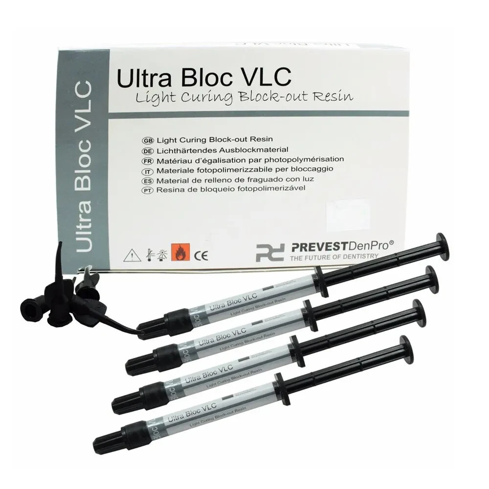 Dental ULTRA BLOC VLC Light Cure Block Out Resin Cement 4 x 2gm Pack