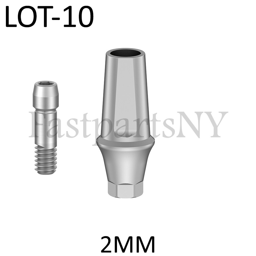 lot x 10 Straight Abutment Hiossen Regular replica with screw 2 mm conical
