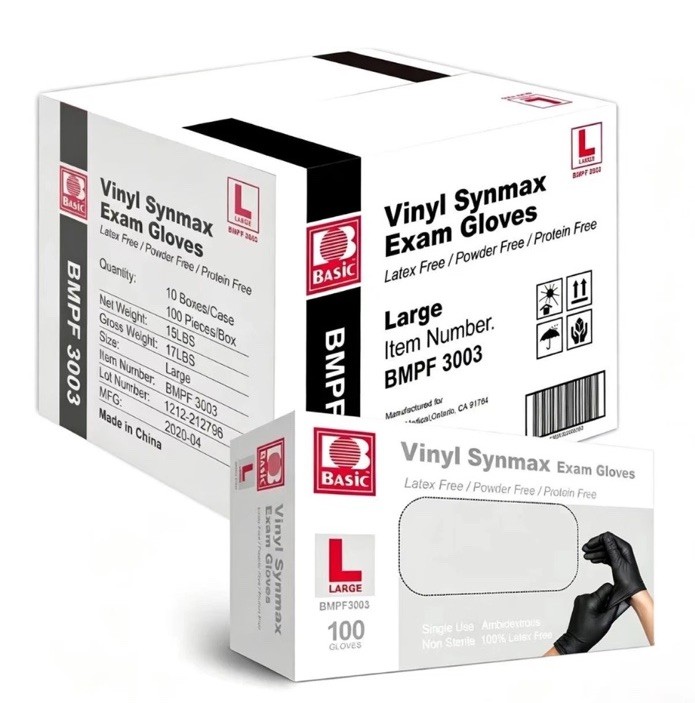1000Pcs Black Vinyl Exam Gloves Latex Powder Free Disposable Medical Cleaning