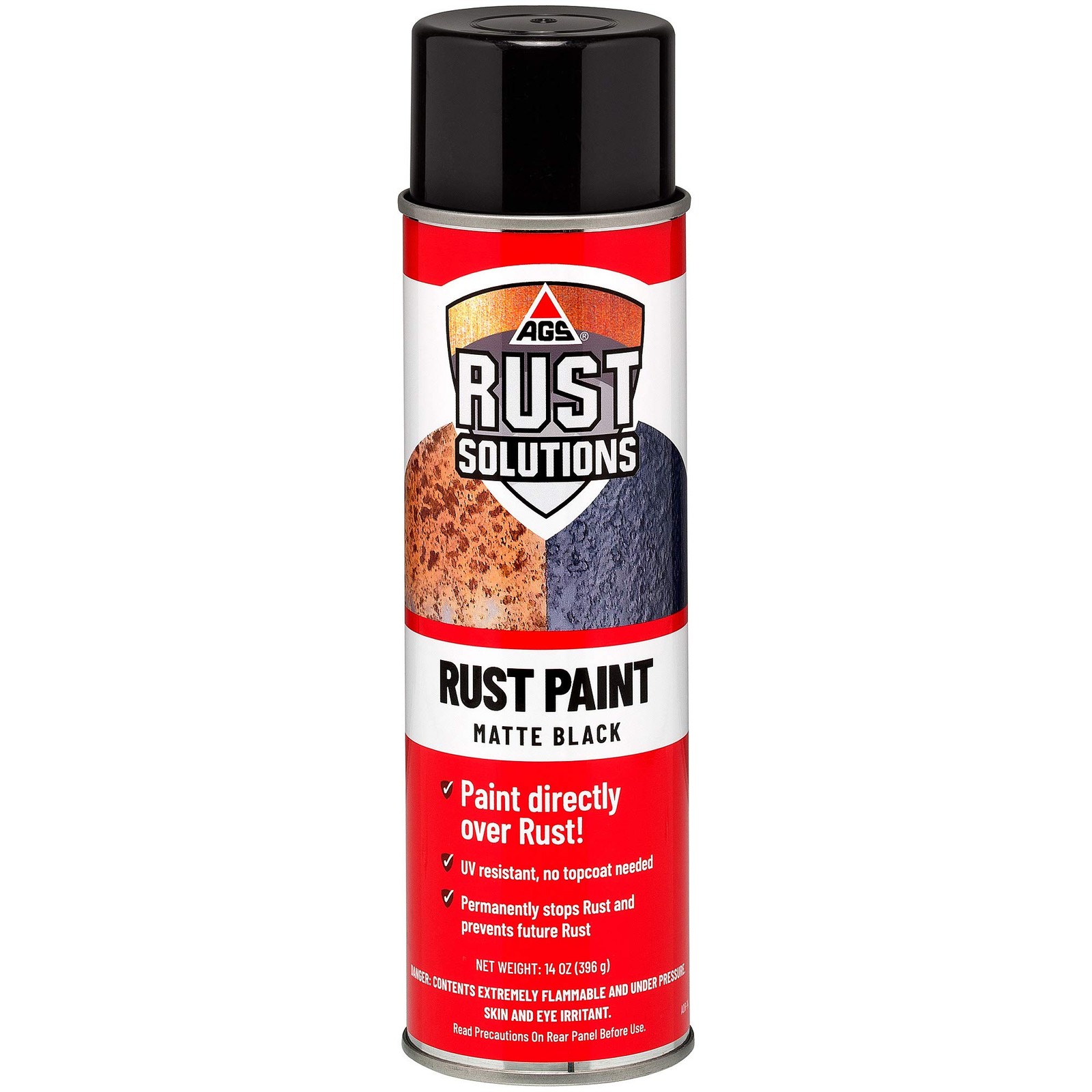 AGS RUST SOLUTIONS Rust Spray Paint 14oz Durable Matte Black for All Surfaces