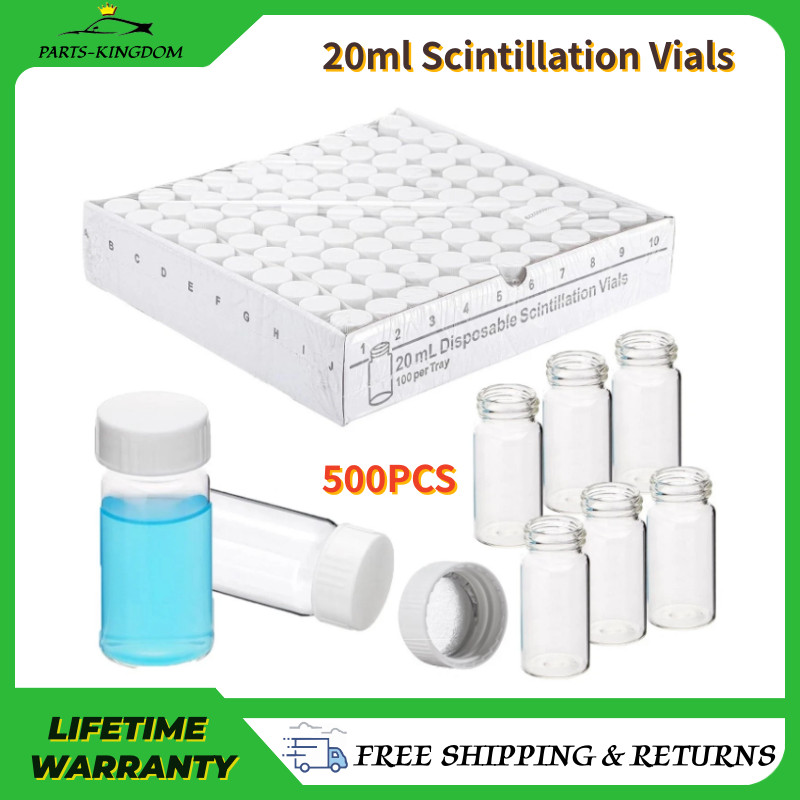 500PCS 20ml Scintillation Vials Liquid Borosilicate Glass Silver Aluminum Foil