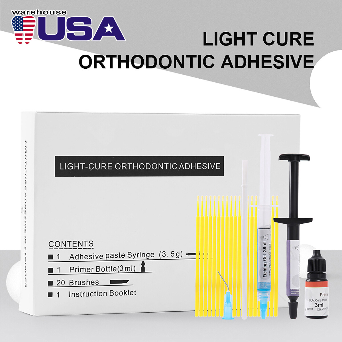 Sistema de unión adhesiva de resina de ortodoncia dental para brackets brace USA