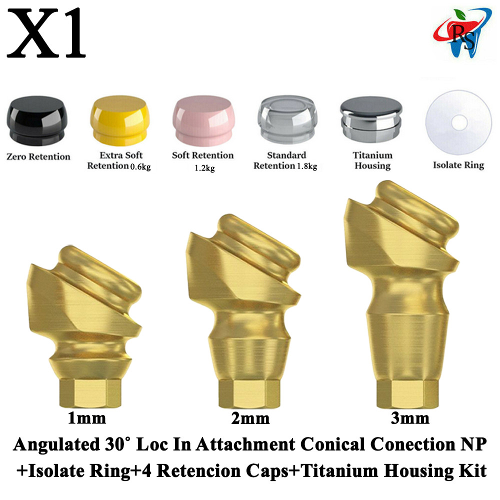 1x Kit Angulated 30˚ Loc In Attachment Conical NP Retention Caps Housing Ring