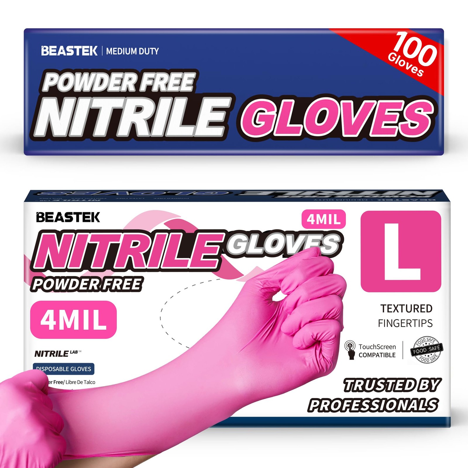 Nitrile Exam Gloves, 4 Mil 100 Pcs Powder-Free Latex-Free Medical Cooking Foo…