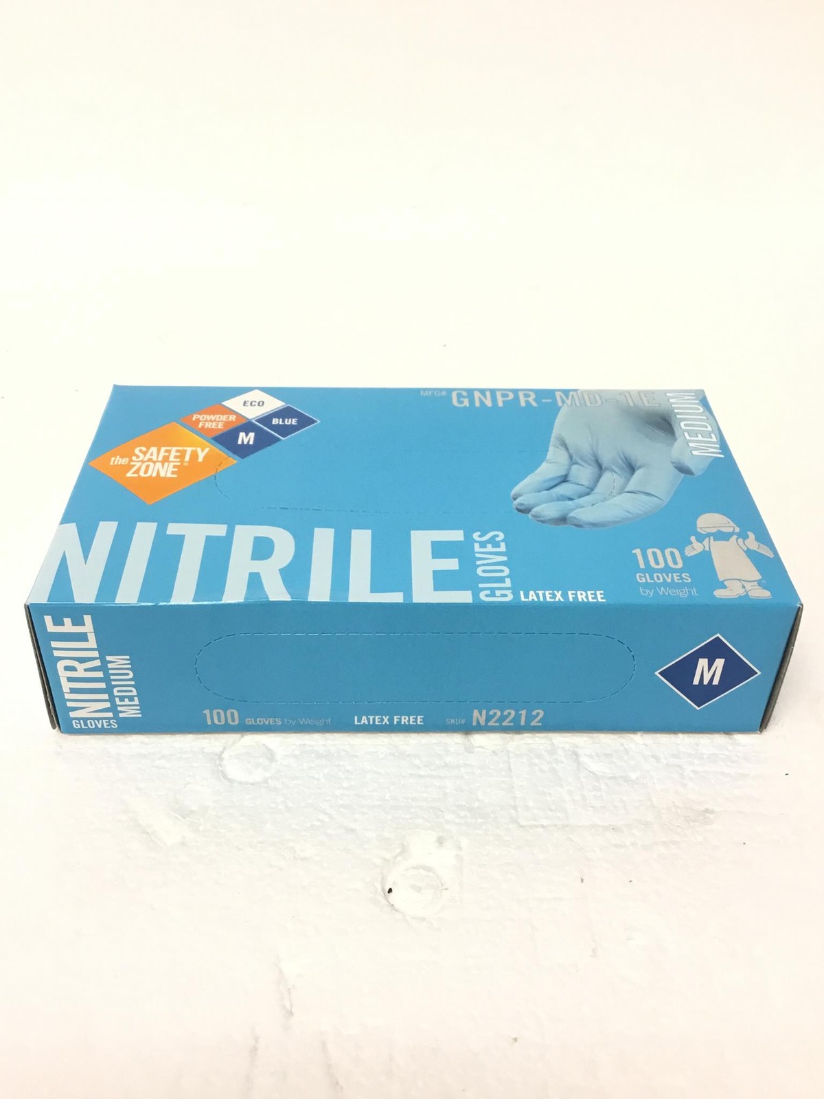 Safety Zone N2212 Nitrile Gloves M Blue Latex-Free 1000ct 10×100 – New