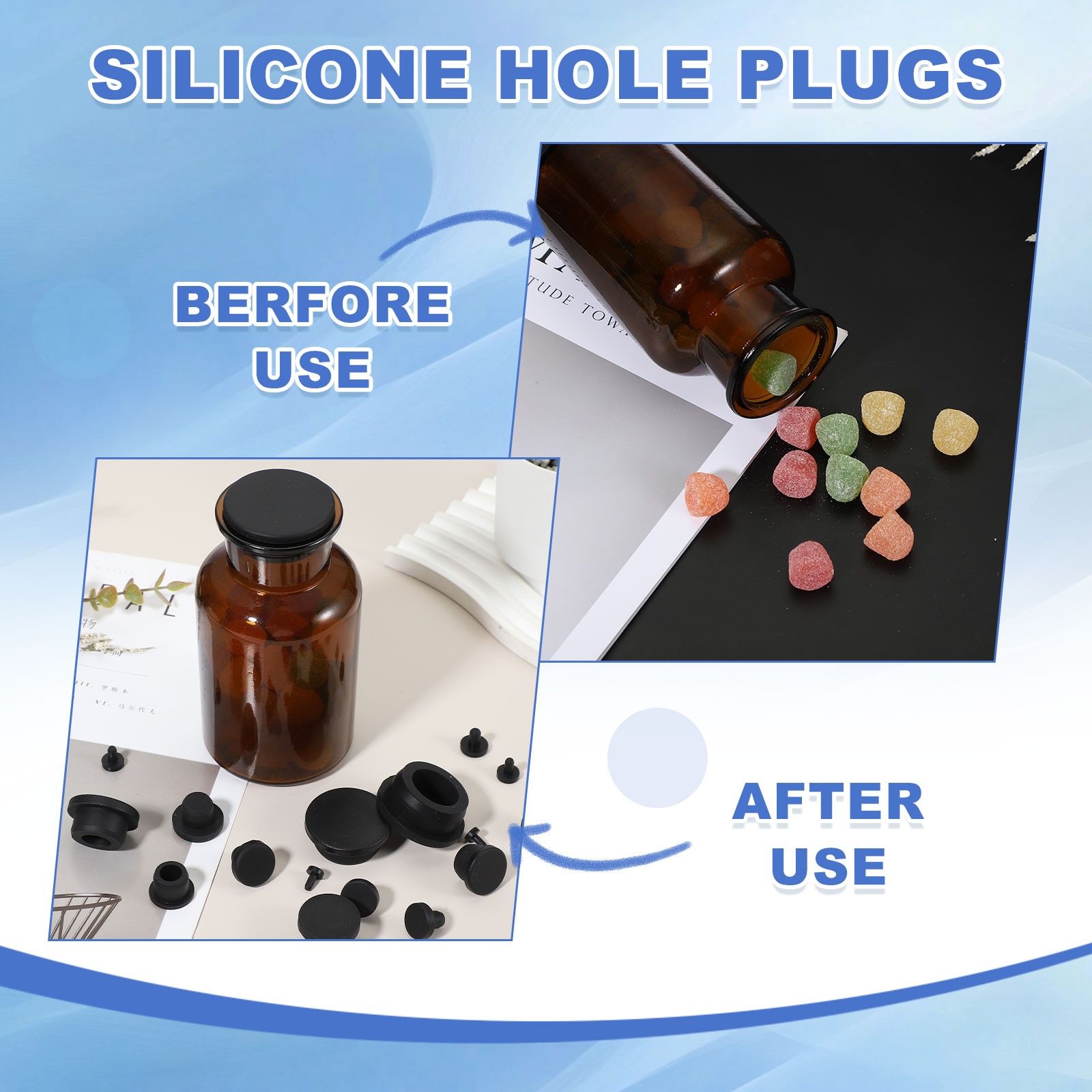 25Pcs T Shaped Solid Silicone Stopper Dia 4.5 Mm/0.18 Inch Rubber Hole Plugs
