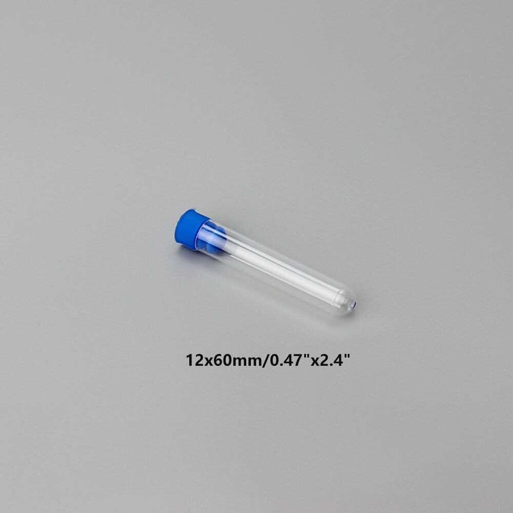 20-100Pcs Plastic Clear Lab Test Tubes Vial Sample Container Bottle w/ Push Caps