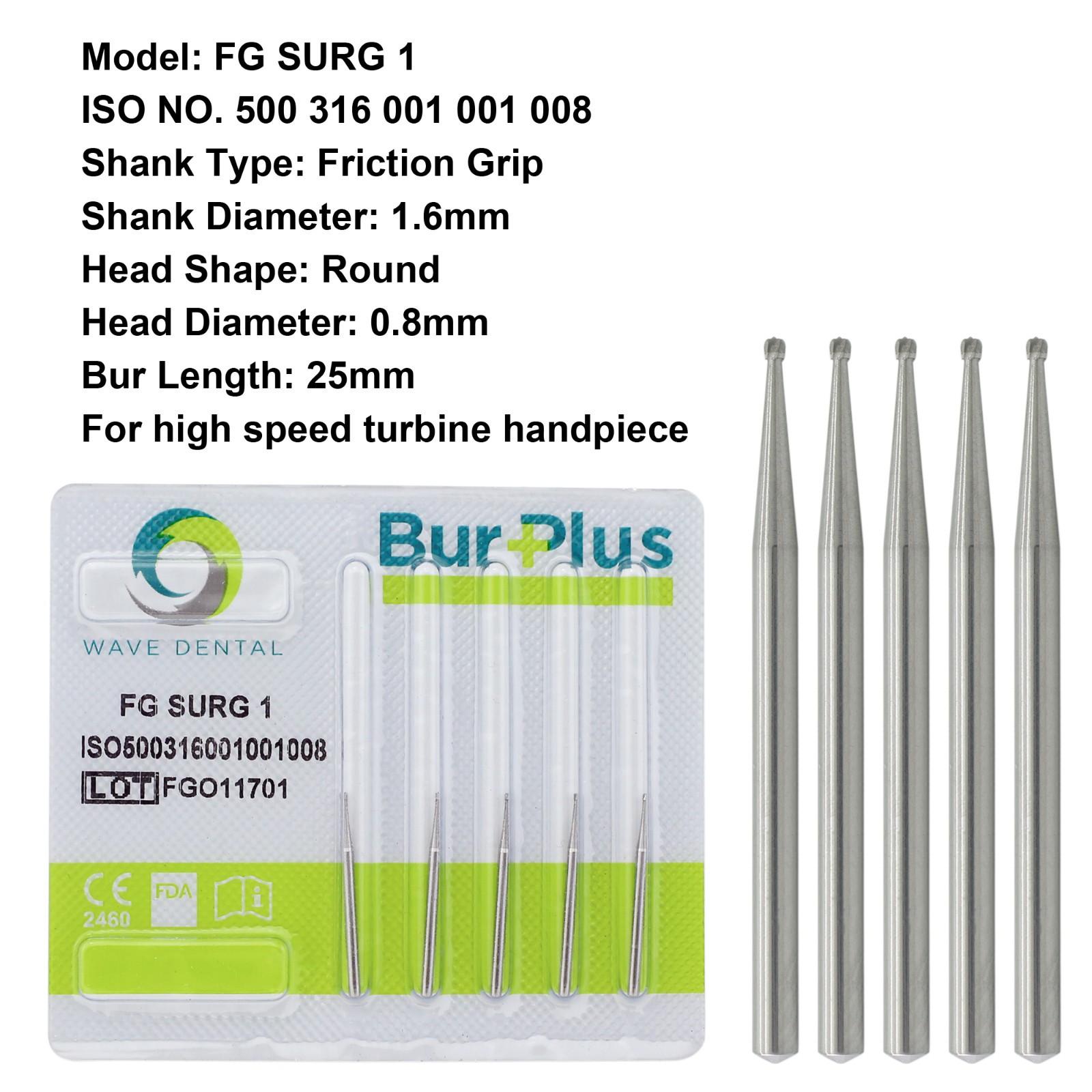 Wave Dental Surgical Burs FG Carbide Bur Length 25mm #701 702 557L 6 4 1557 Burr