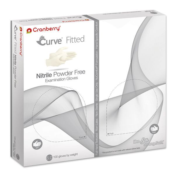 Cranberry Curve Fitted Nitrile Exam Gloves, Size 6.5 – 50 Pairs