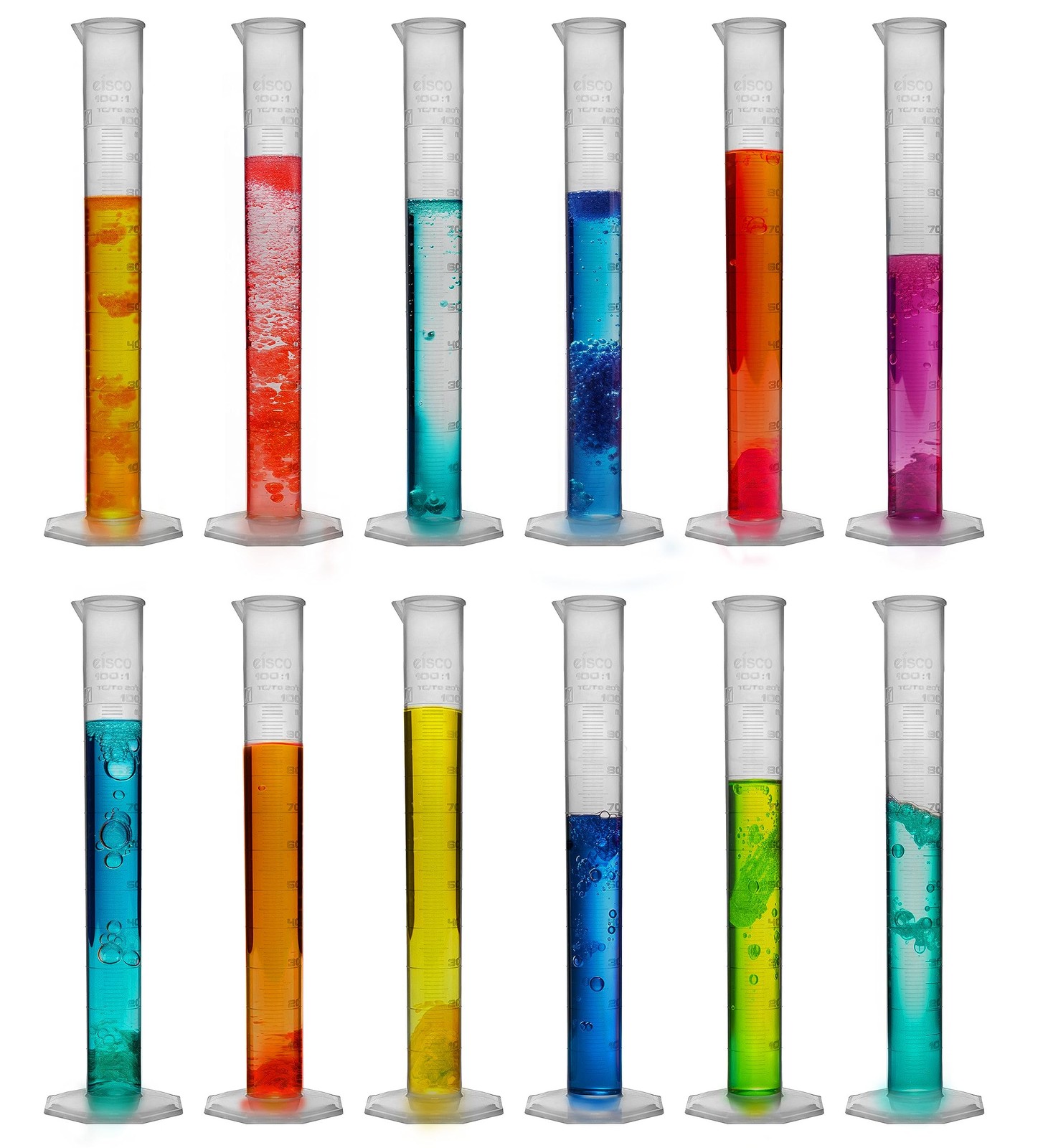EISCO 12PK Graduated Cylinders, 100mL – Class B Tolerance – Octagonal Base – Pol
