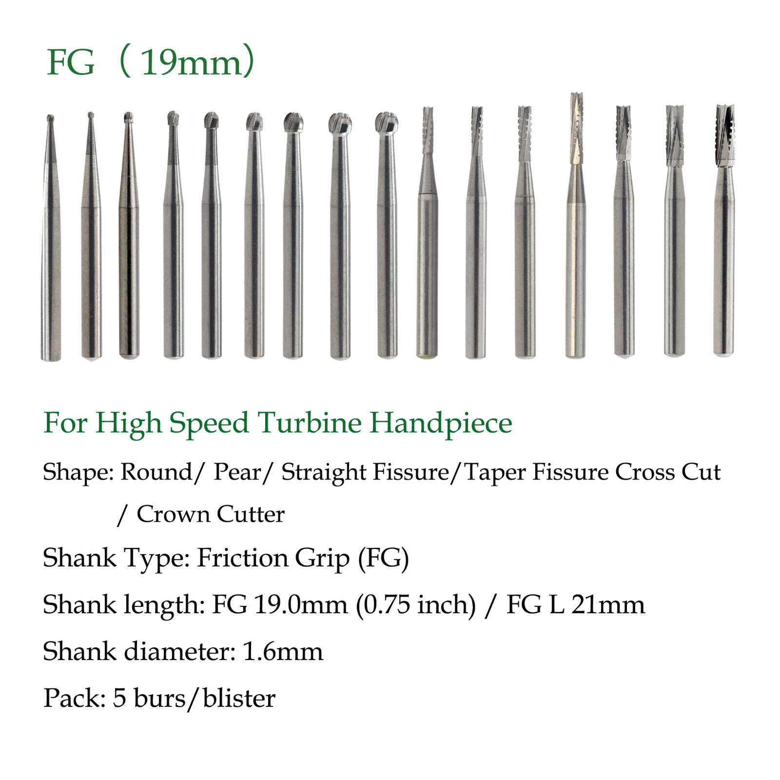 Wave Dental Carbide Bur Friction Grip High Speed Bur FG330 Round 1/4 2 4 6 8 557