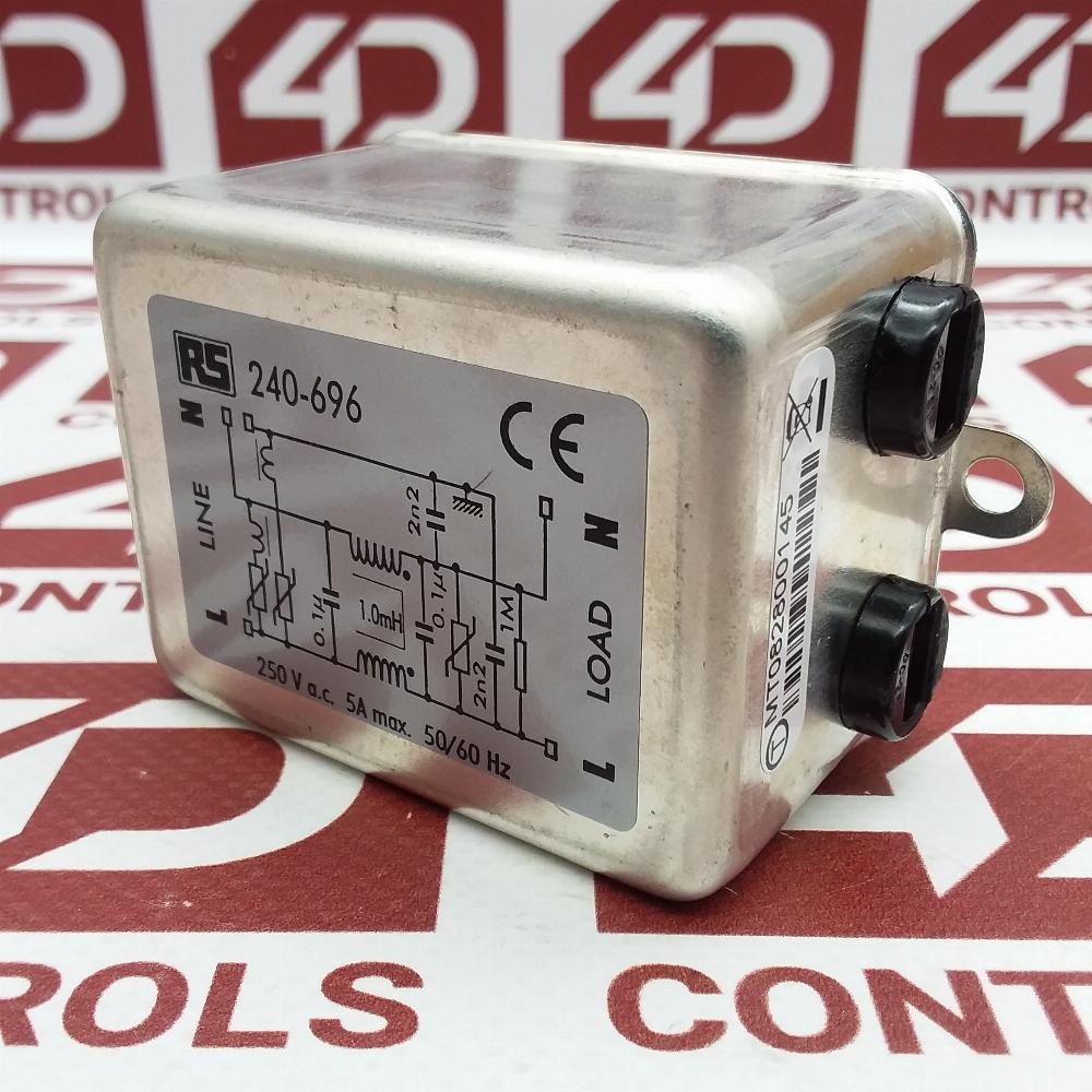 240-696 | RS | RFI Filter, 240VAC, 5A, 50/60Hz, 0.3mA, No Box