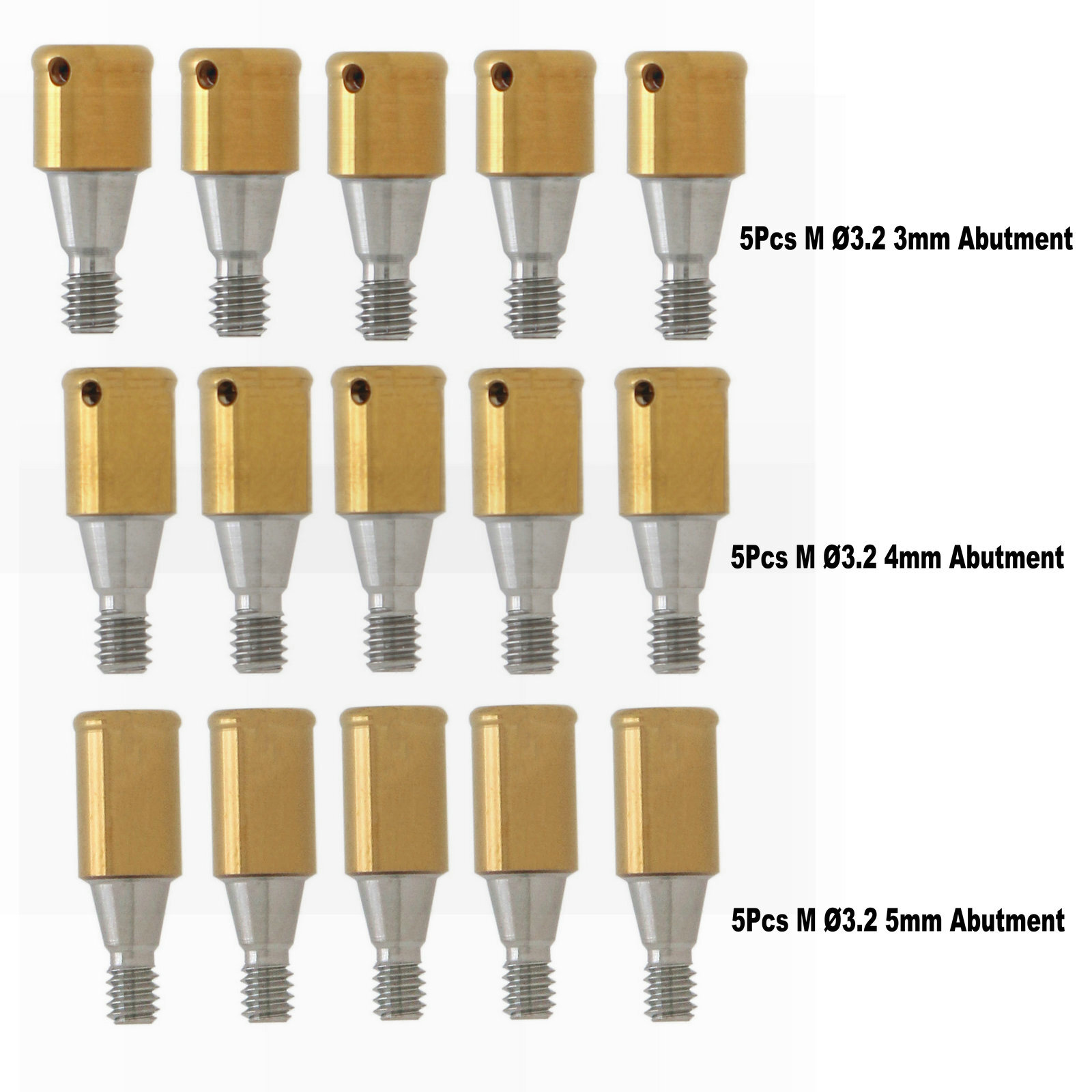 Dental Mini Ø3.2 Regular Attachment Abutments Male Caps for Hiossen 3/4/5mm