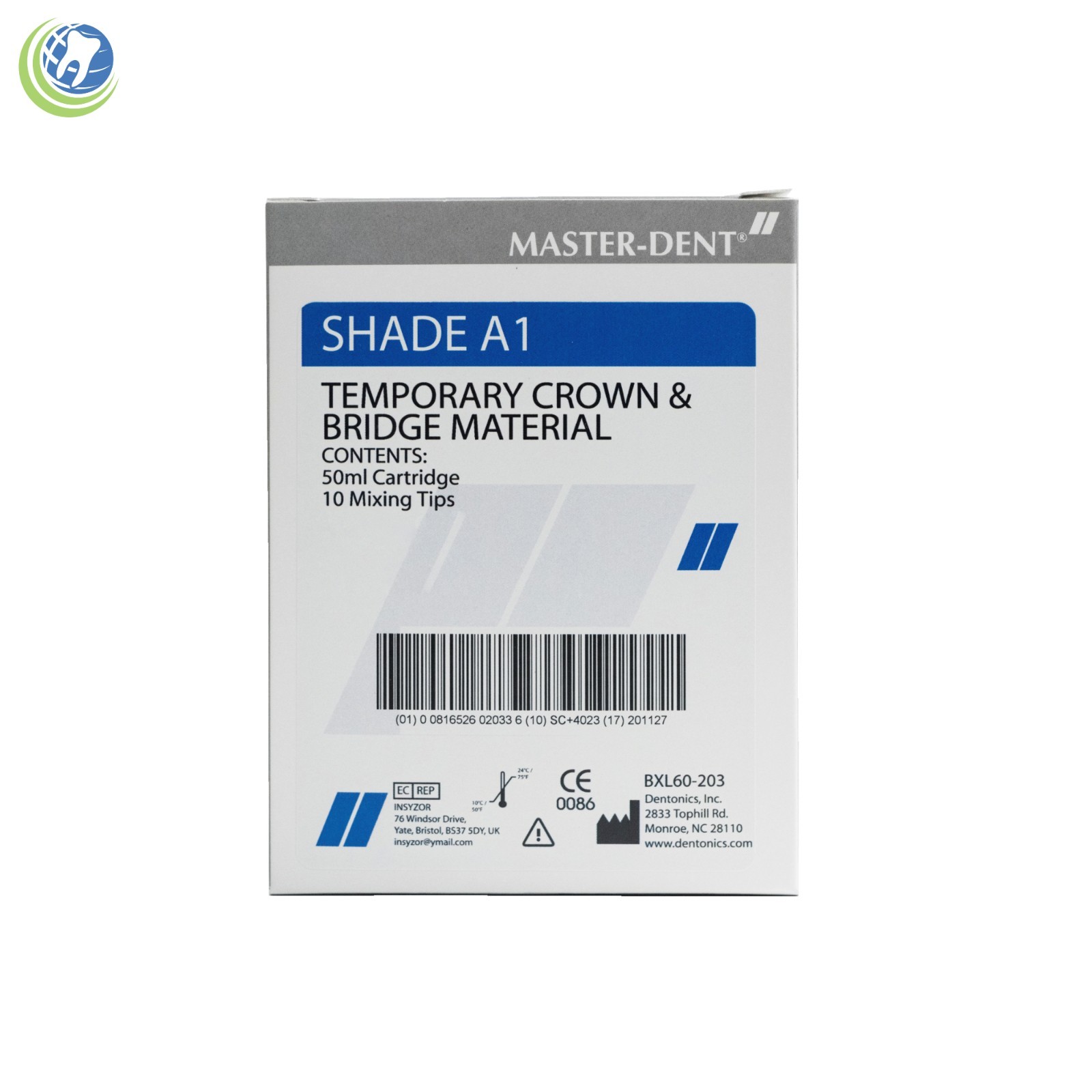 Temporary Crown & Bridge Material Shade A1 Automix 50ml Cartridge Dental