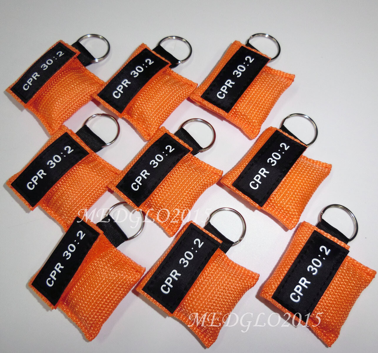 100 pcs CPR MASK KEYCHAIN WITH CPR FACE SHIELD AED Orange CPR 30:2