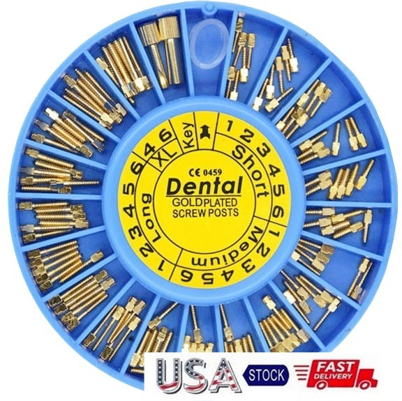Dental Screw Post Completed Kit Silver/Gold Plated Endo Conical Pins Titannium