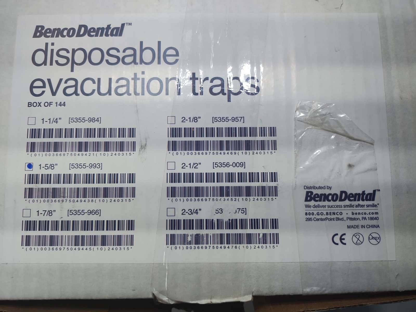 Benco Dental Disposable Evacuation Traps 1-5/8″, P/N 5355-993, Box of 123 – READ