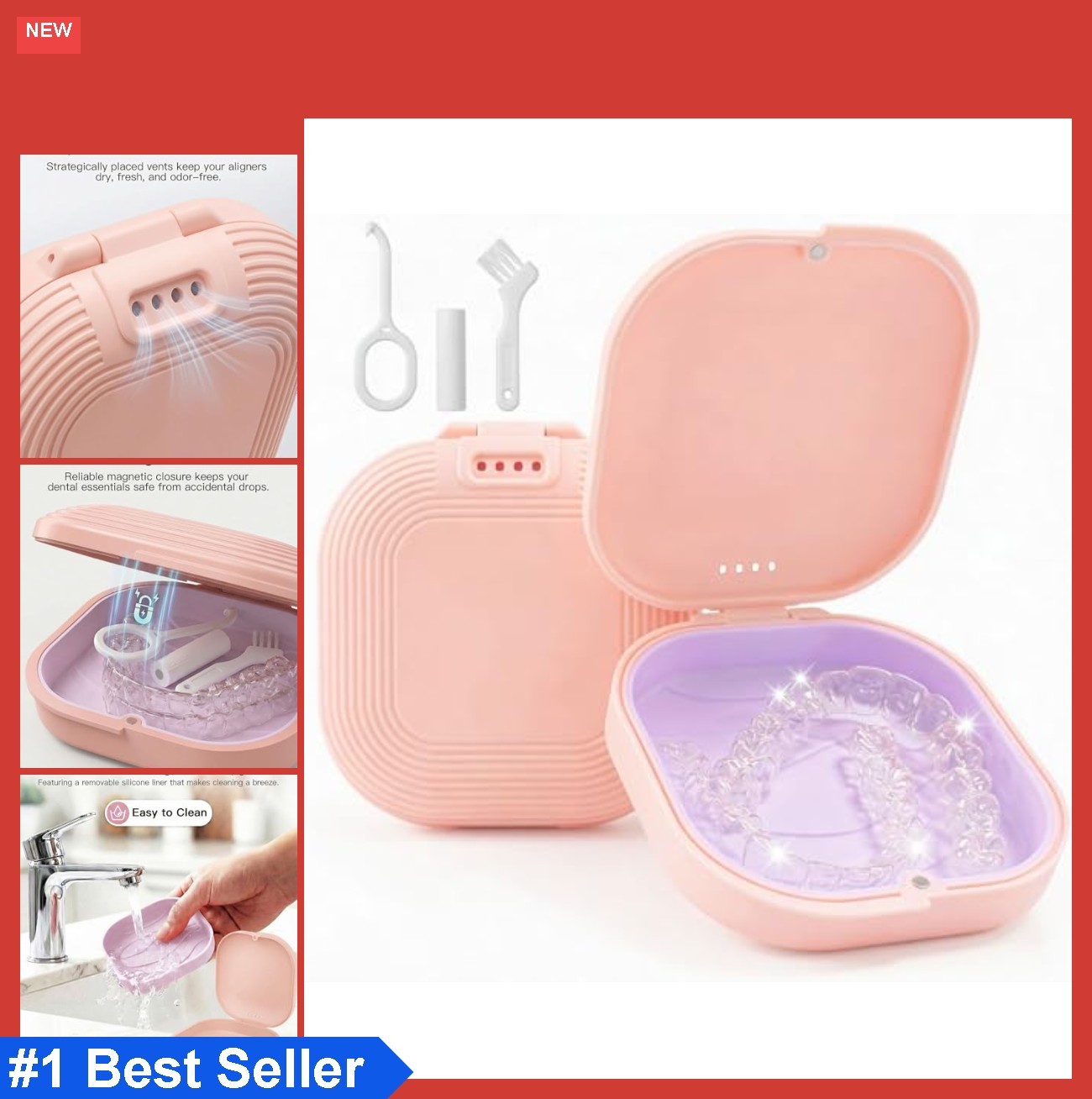 Retainer Case with Vent Holes Aligner Kit Removal Tool Seater Brush Magnetic