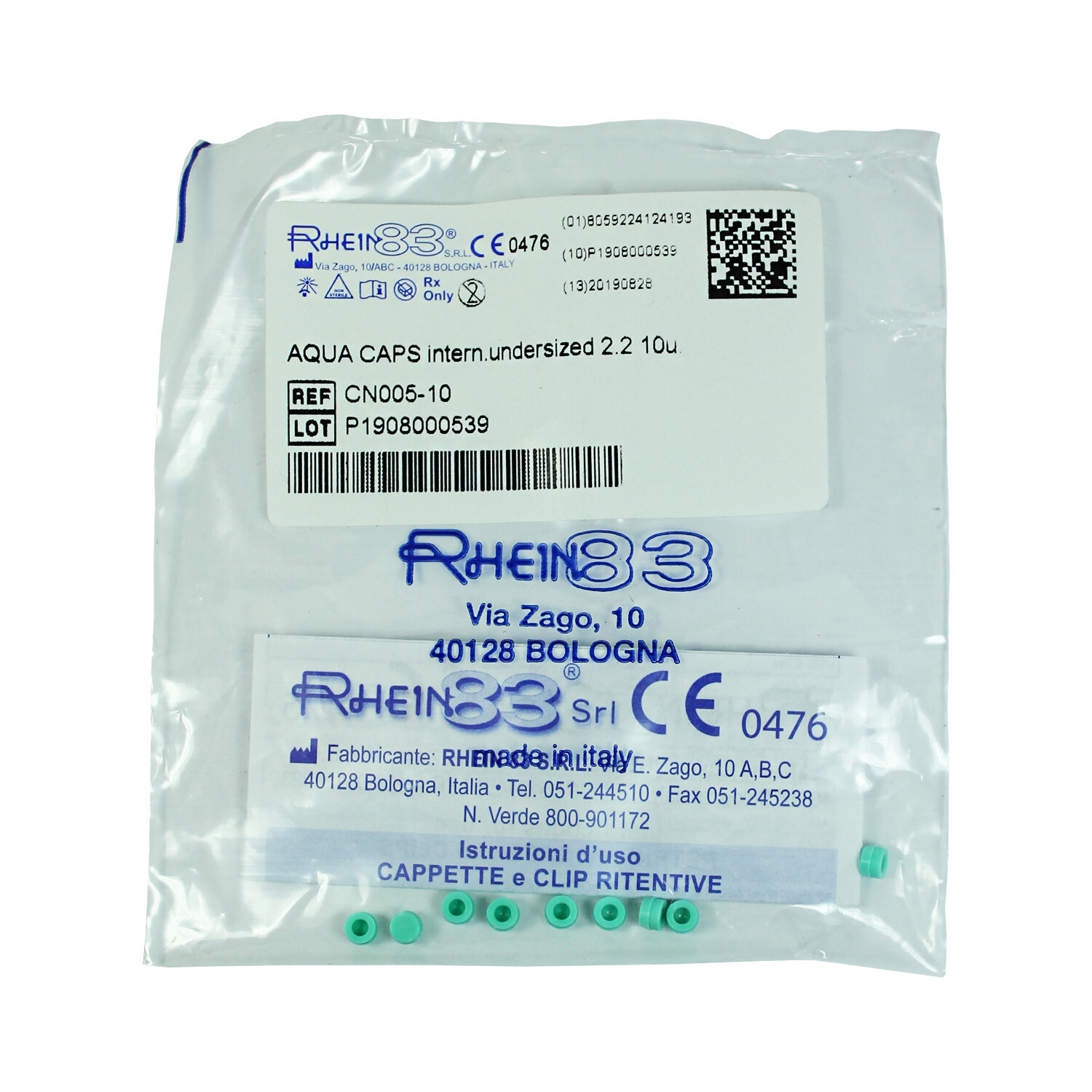 10x Dental Home Use First Aid Ball Attachment Undersized Caps Ø2.2mm Aqua