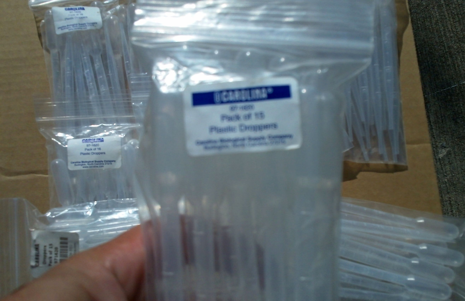 160 Droppers – 3 Milliliter Plastic Pipettes 10 Bags of 16 Carolina Brand 971620
