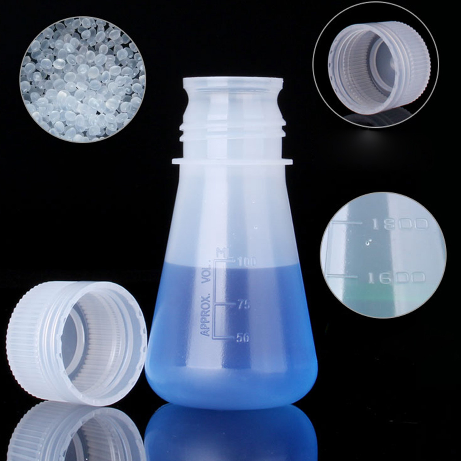 25-2000ML PP Conical Erlenmeyer Flask With Cap Lab Teaching Experiment