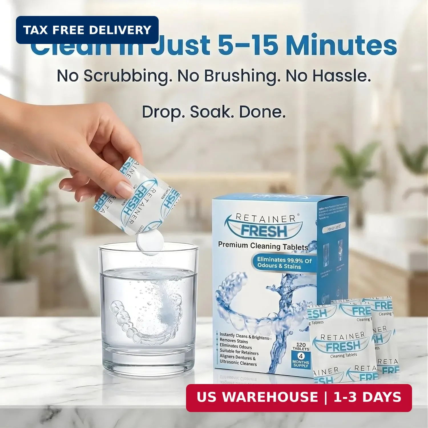 Retainer Fresh Retainer Cleaner Tablets – Denture Cleaner, Retainer Cleaning Tab
