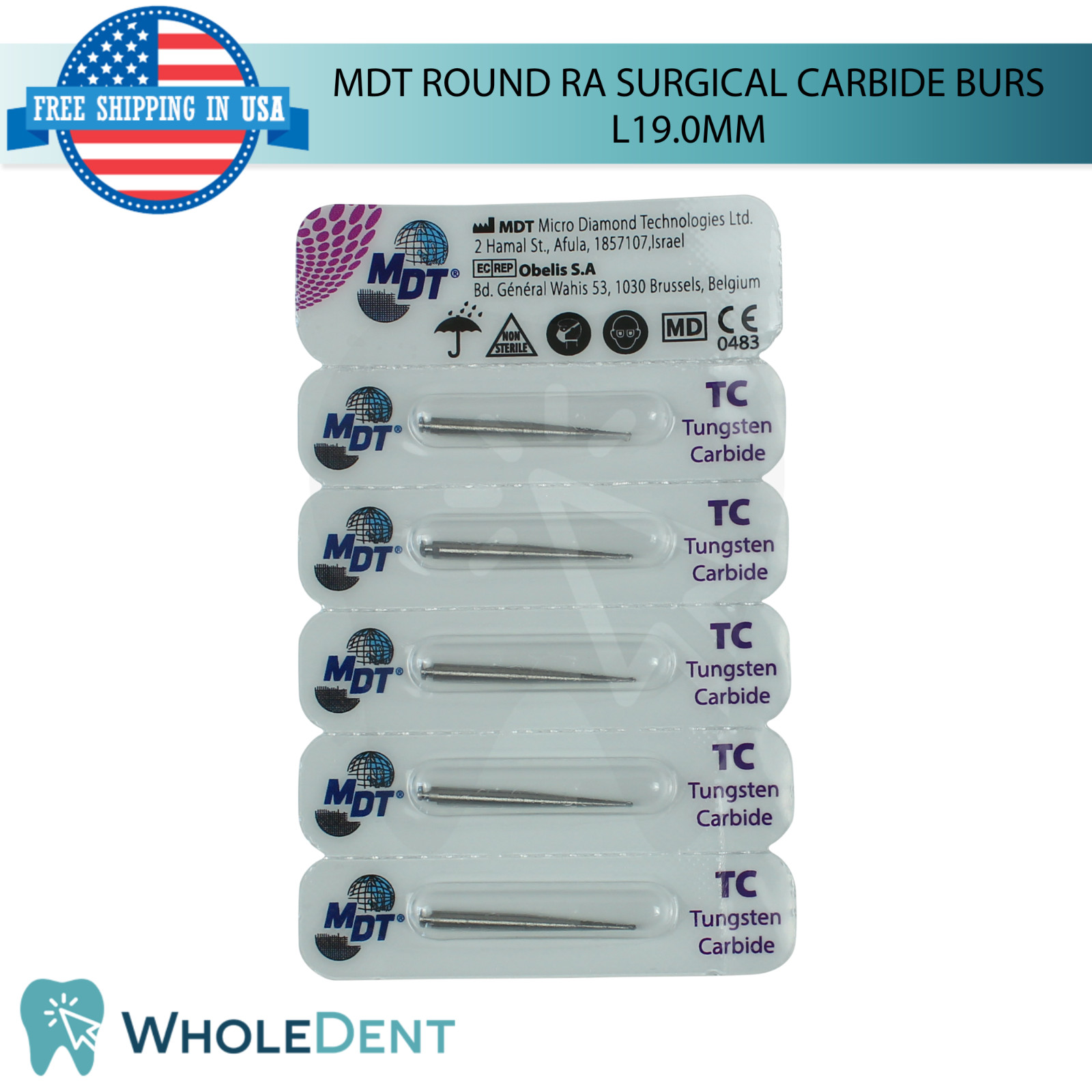 Dental MDT RA Carbide Surg!cal Round Burs Create Access Points L19.0mm