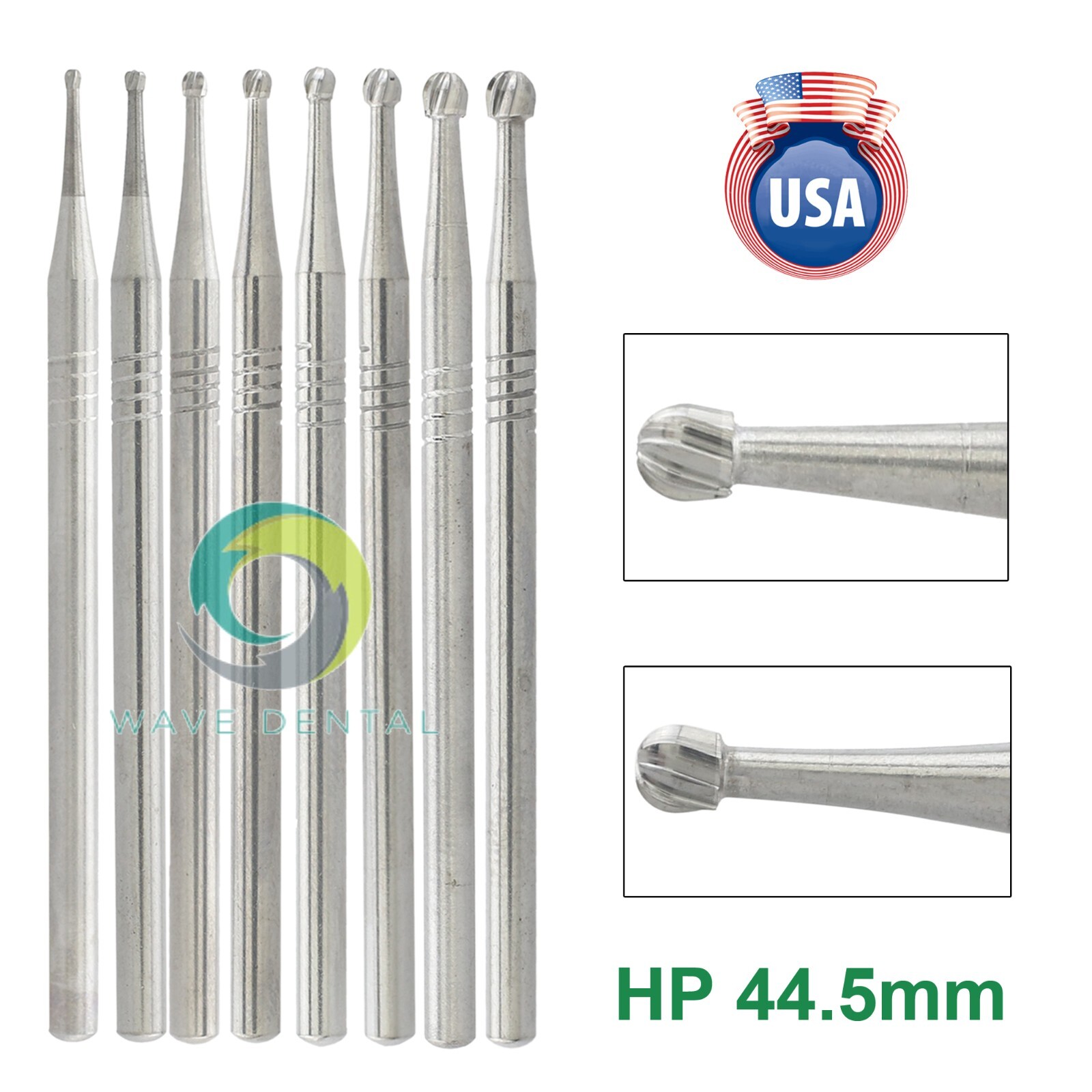 Wave Dental Carbide Straight Handpiece Bur Round HP1/4 1/2 2 4 6 8 10 Low Speed
