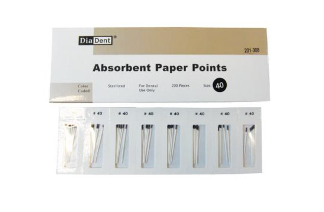 DiaDent Absorbent Paper Points Sterilized Color Coded 200/Pack Cell Pack Size 40