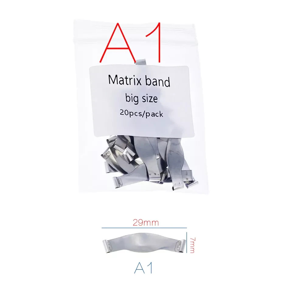 20Pcs/Pack Dental Saddle Contoured Metal Matrices Matrix Band /Spring clip A1-A6