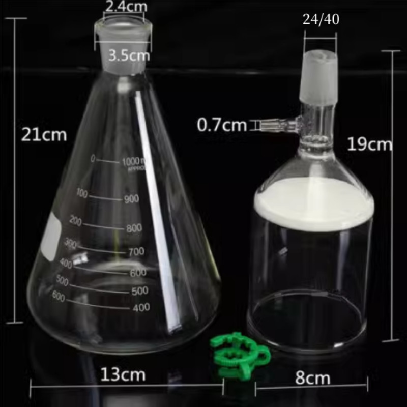 Lab Filtering Flask Glass Vacuum Suction Filter 1000ml Buchner Funnel 350ml Kit