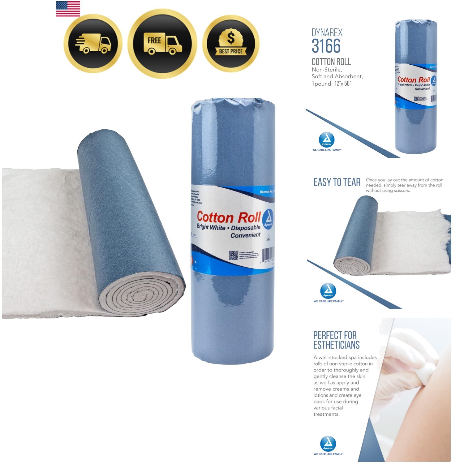 Cotton Roll – Non-Sterile, Soft and Absorbent Cotton in an Easy to Tear & Use…