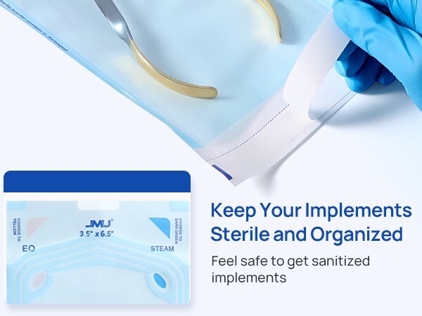 2000/Case JMU Self Sealing Sterilization Pouches Dual Indicator, Size 3.5″x6.5″