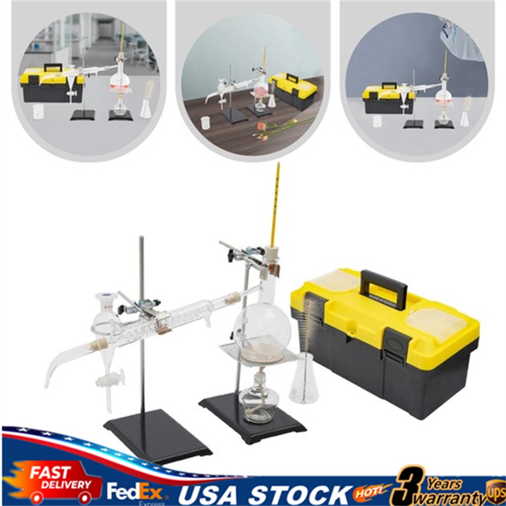 Essential Oil Steam Distillation Kit Apparatus Lab Glassware Distillation Kit