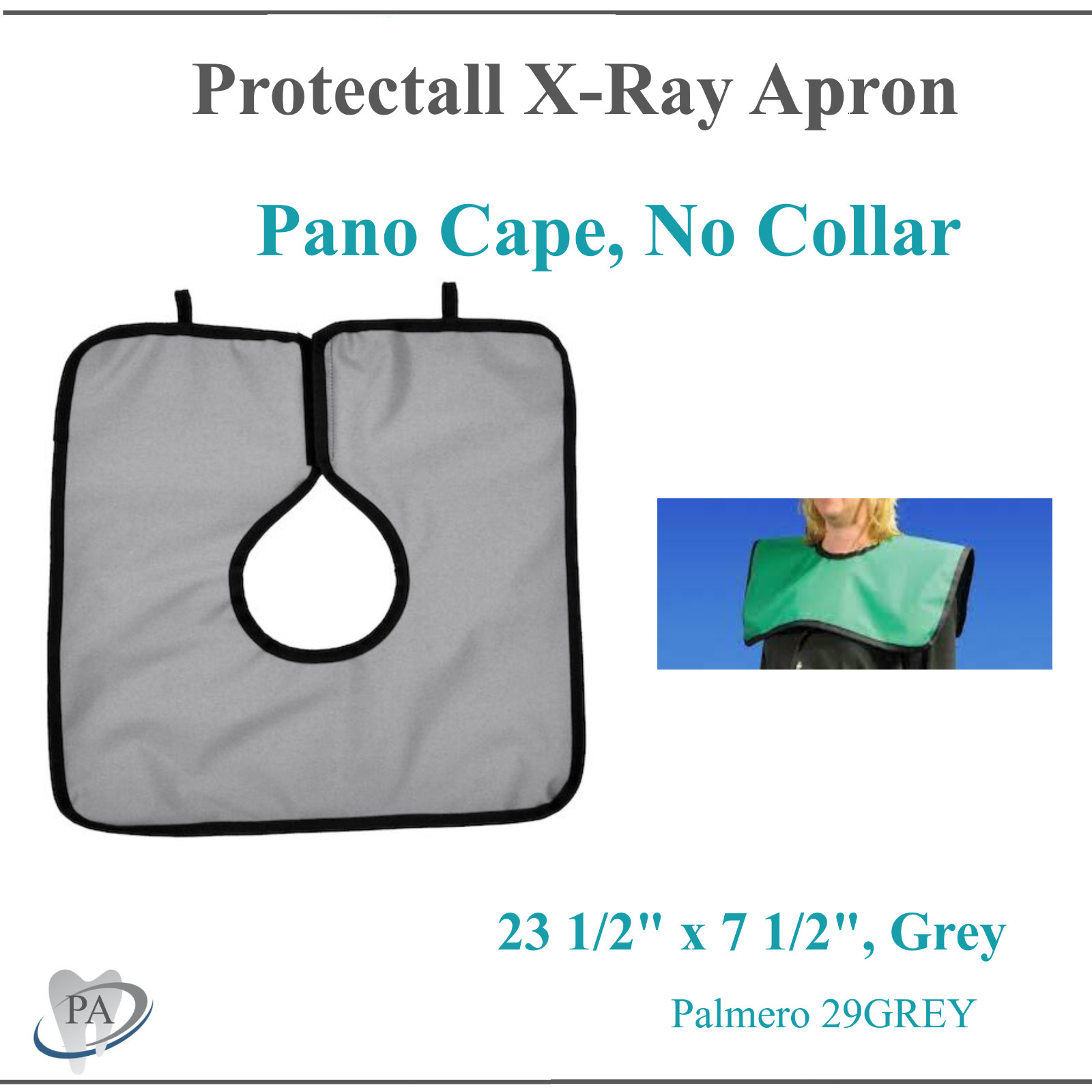 Palmero Adult Pano X-Ray Apron, Adult w/out Collar, Lead-lined, .3MM Thick, Grey